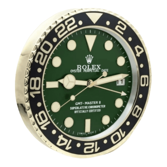 GMTマスターIIスタイル 高級壁掛け時計 - ゴールド&グリーン - Primeclocks
