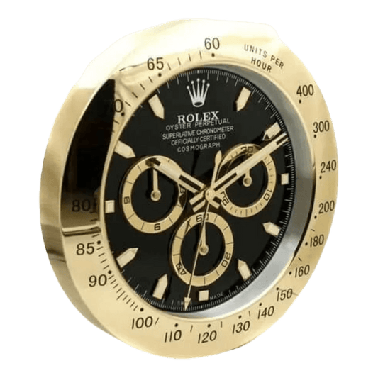 デイトナスタイル 高級壁掛け時計 - ゴールド&ブラック - Primeclocks