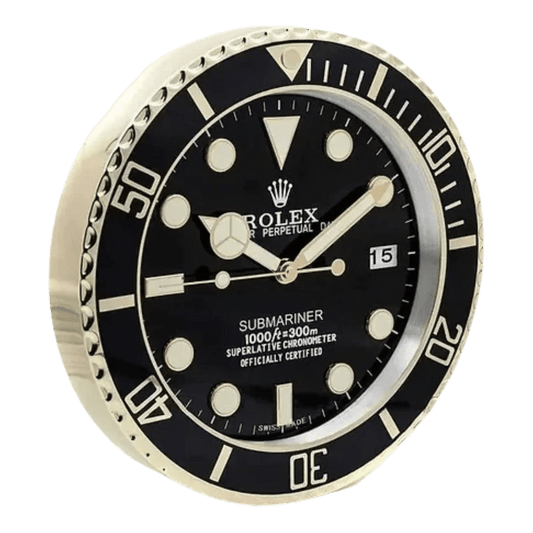 サブマリーナスタイル 高級壁掛け時計 - ゴールド&ブラック - Primeclocks