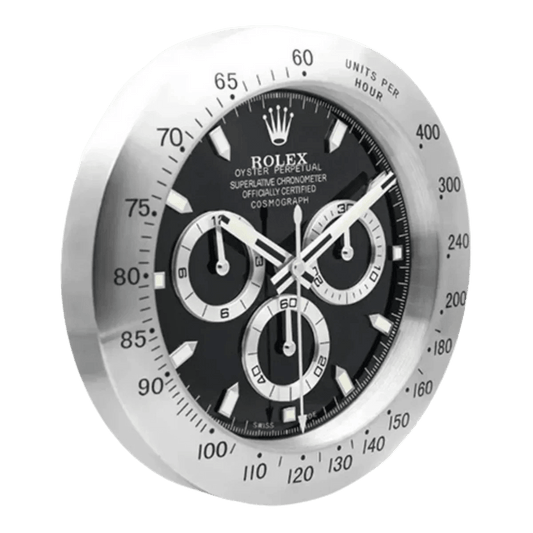 デイトナスタイル 高級壁掛け時計 - スリバー&ブラック - Primeclocks