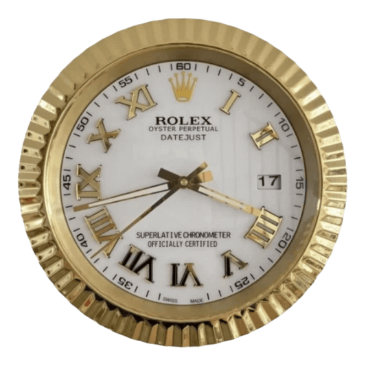 プレジデンシャルスタイル 高級壁掛け時計 - ゴールドとホワイト 2 - Primeclocks