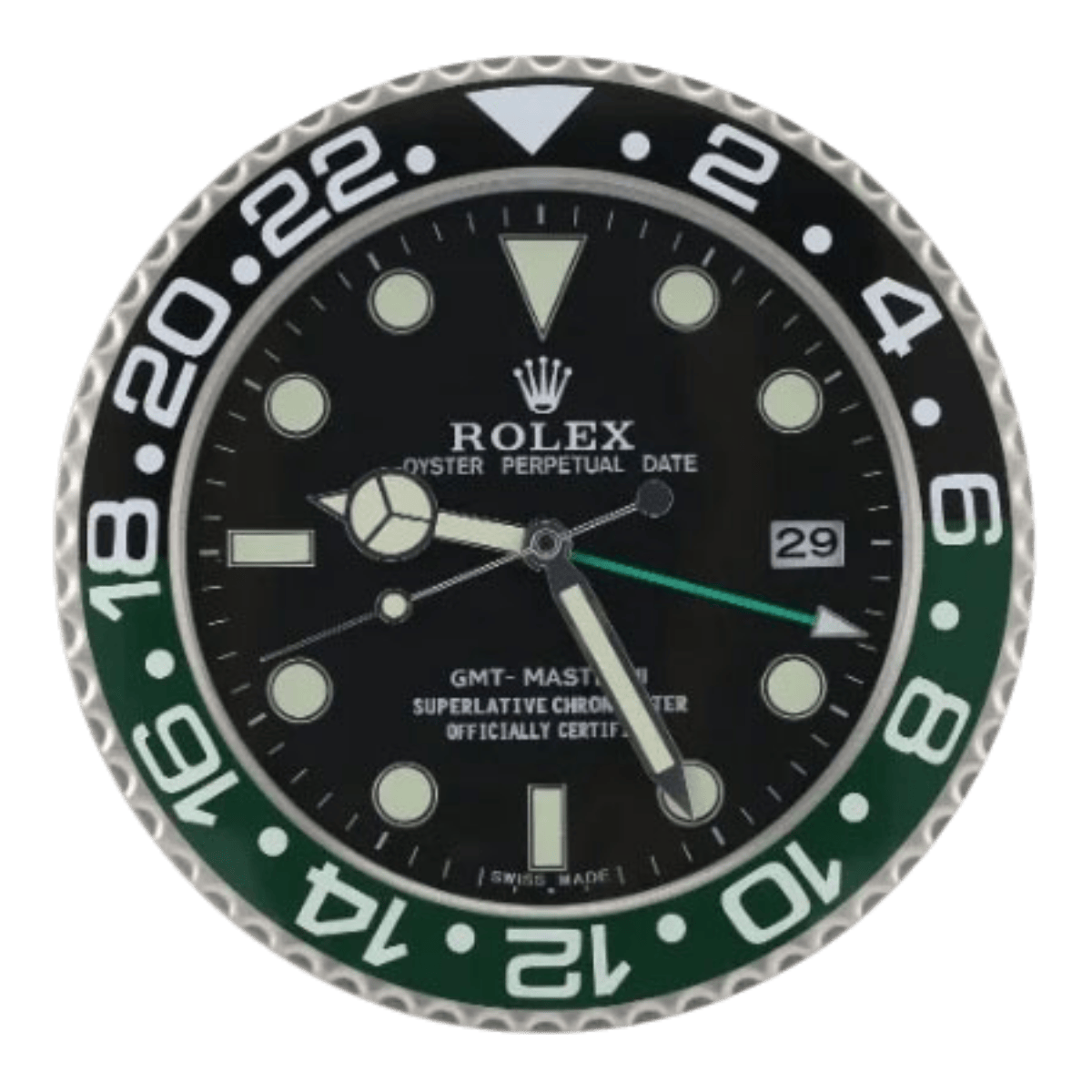 GMTマスターIIスタイル 高級壁掛け時計 - ブラック＆グリーン - Primeclocks