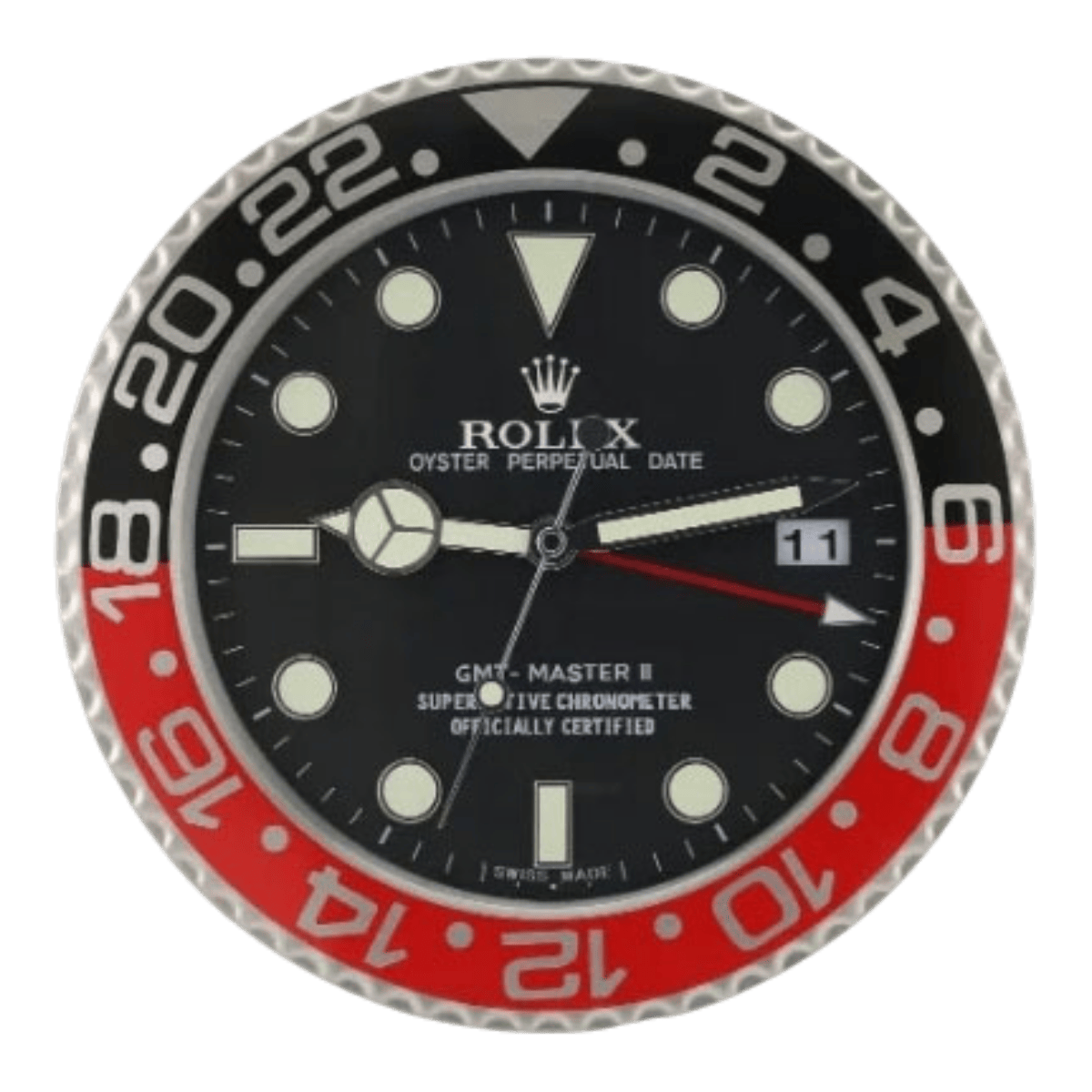 GMTマスターIIスタイル 高級壁掛け時計 - ブラック＆レッド - Primeclocks