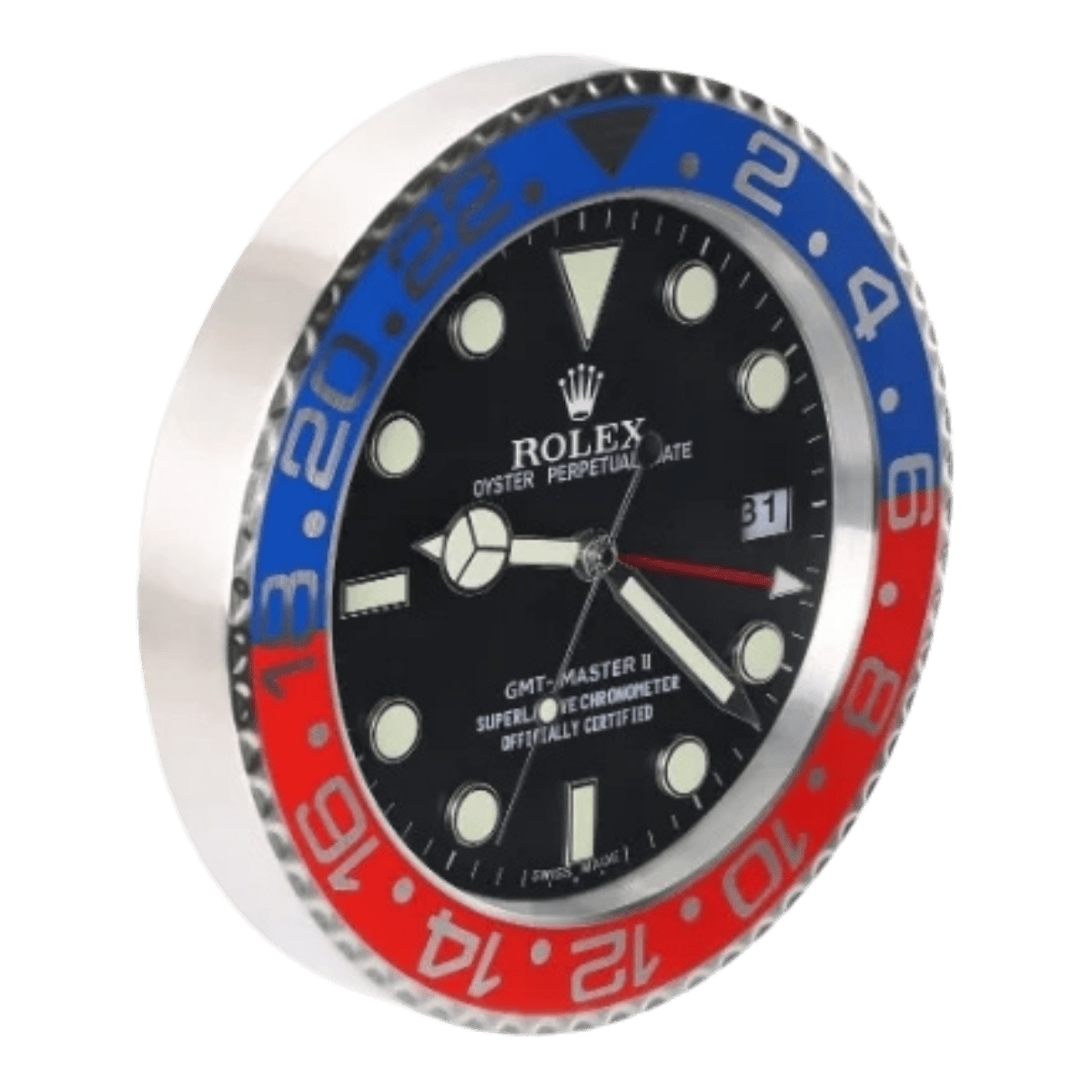 GMTマスターIIスタイル 高級壁掛け時計 - ブルー＆レッド - Primeclocks