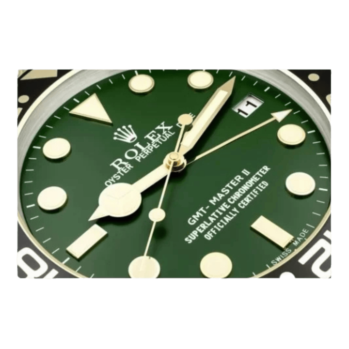 GMTマスターIIスタイル 高級壁掛け時計 - ゴールド＆グリーン - Primeclocks