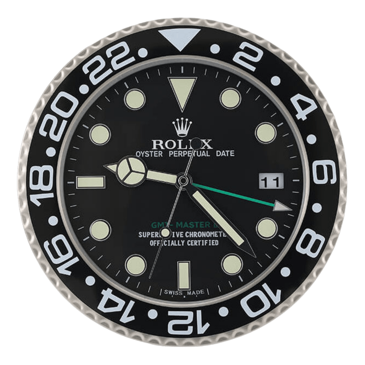 GMTマスターIIスタイル 高級壁掛け時計 - ブラック＆シルバー - Primeclocks