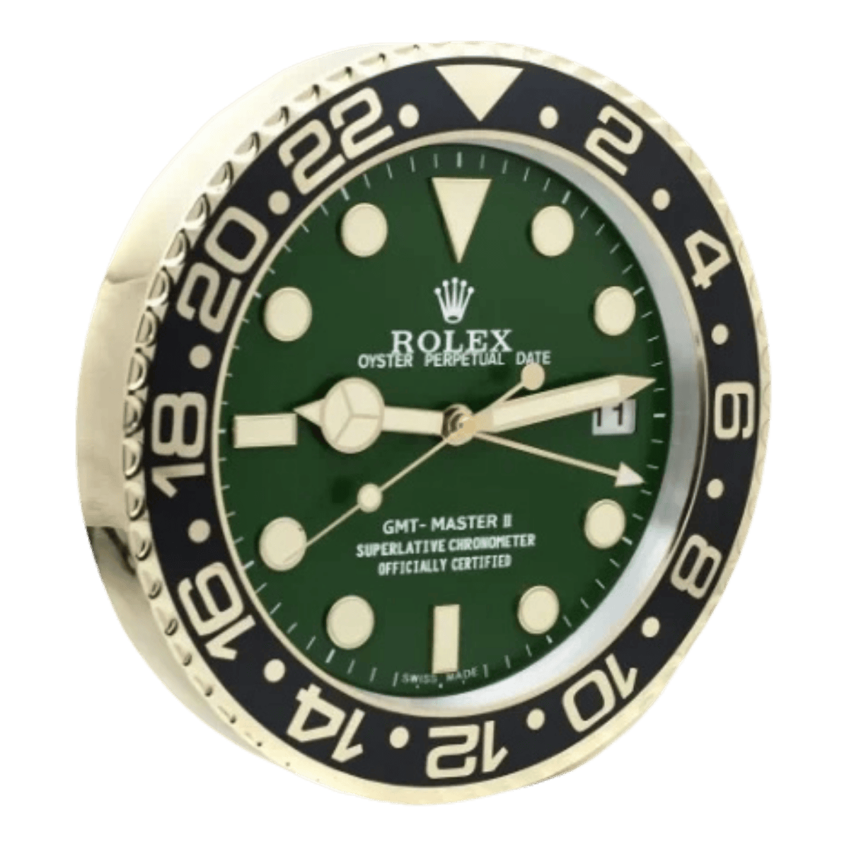 GMTマスターIIスタイル 高級壁掛け時計 - ゴールド＆グリーン - Primeclocks
