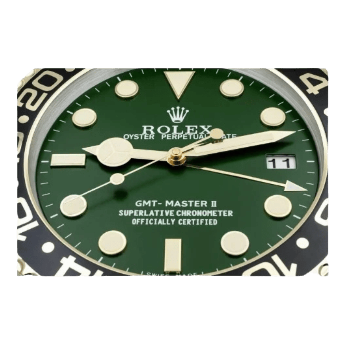 GMTマスターIIスタイル 高級壁掛け時計 - ゴールド＆グリーン - Primeclocks