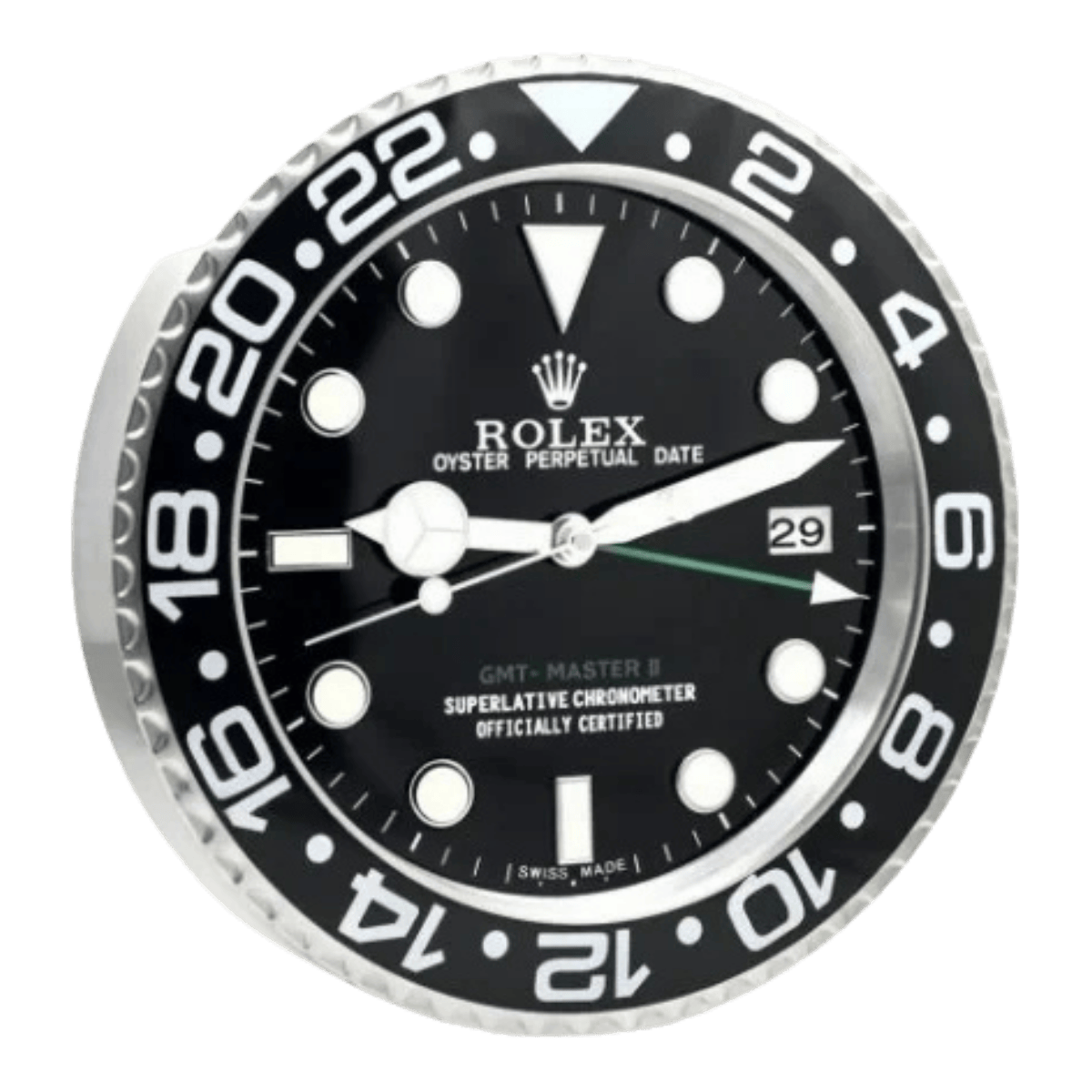 GMTマスターIIスタイル 高級壁掛け時計 - ブラック＆シルバー - Primeclocks