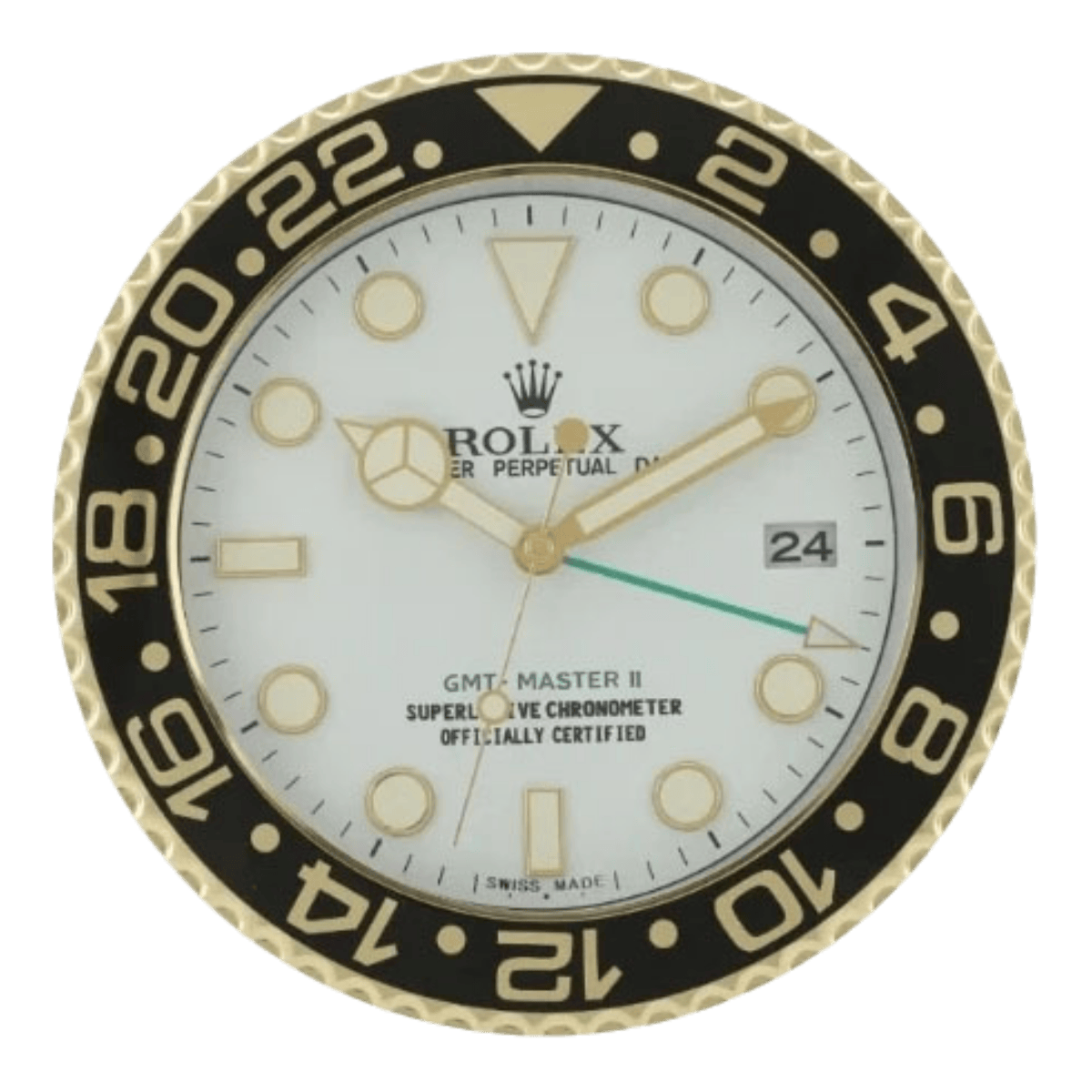 GMTマスターIIスタイル 高級壁掛け時計 - ゴールド＆ホワイト - Primeclocks