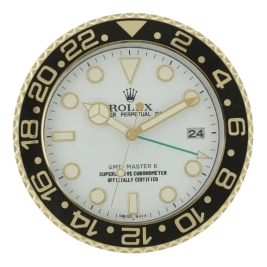 GMTマスターIIスタイル 高級壁掛け時計 - ゴールド＆ホワイト - Primeclocks