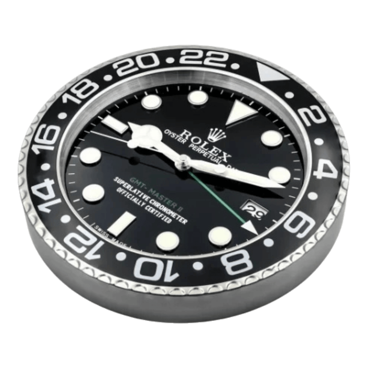 GMTマスターIIスタイル 高級壁掛け時計 - ブラック＆シルバー - Primeclocks
