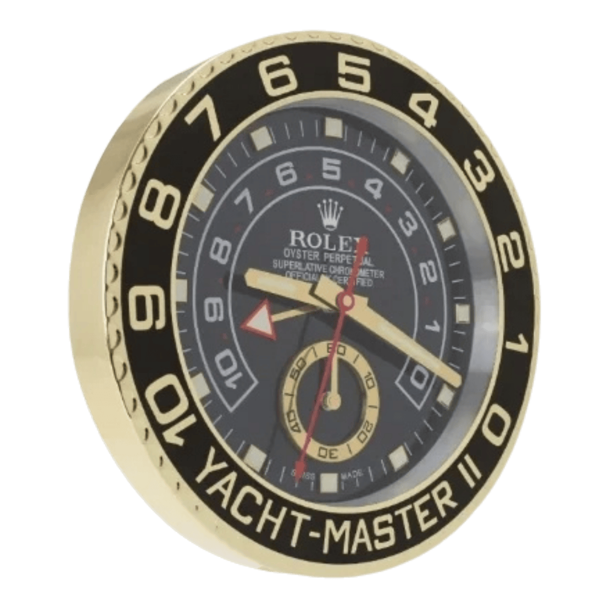 ヨットマスターII スタイル 高級壁掛け時計 - ゴールド＆ブラック - Primeclocks