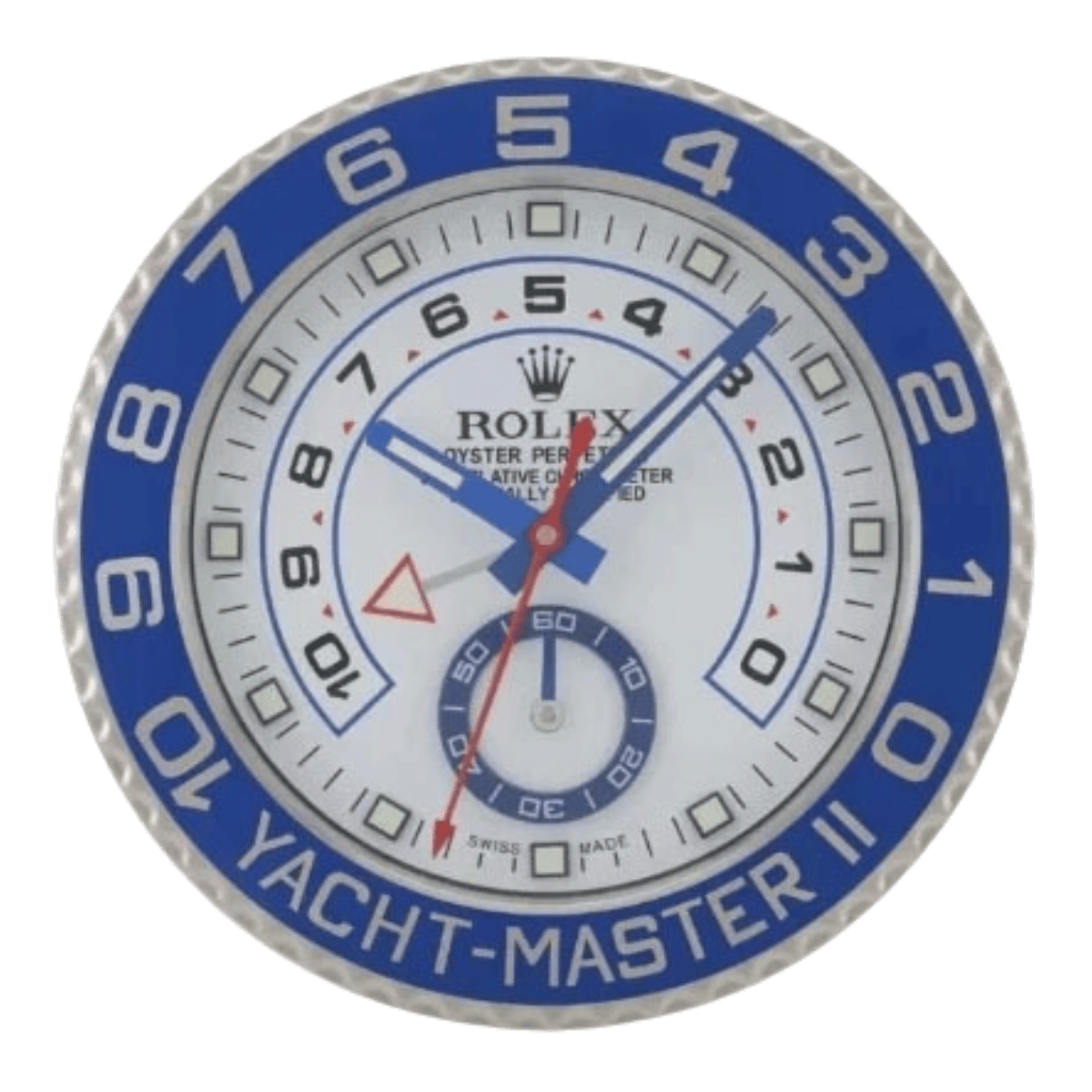 ヨットマスターII スタイル 高級壁掛け時計 - シルバー＆ブルー - Primeclocks
