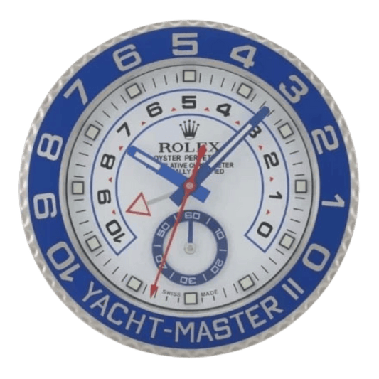 ヨットマスターII スタイル 高級壁掛け時計 - シルバー＆ブルー - Primeclocks