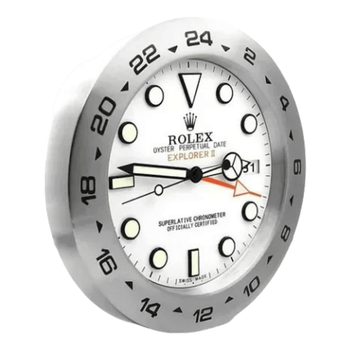 エクスプローラーIIスタイル 高級壁掛け時計 - ホワイト - Primeclocks