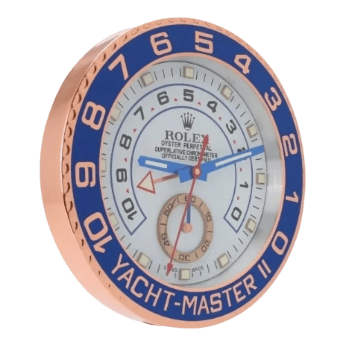 ヨットマスターII スタイル 高級壁掛け時計 - ローズゴールド＆ブルー - Primeclocks
