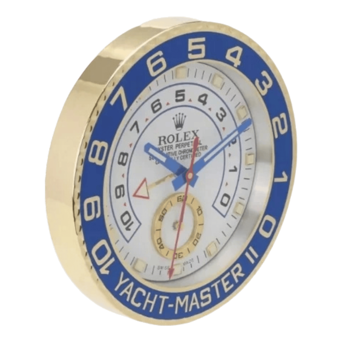 ヨットマスターII スタイル 高級壁掛け時計 - ゴールド＆ブルー - Primeclocks