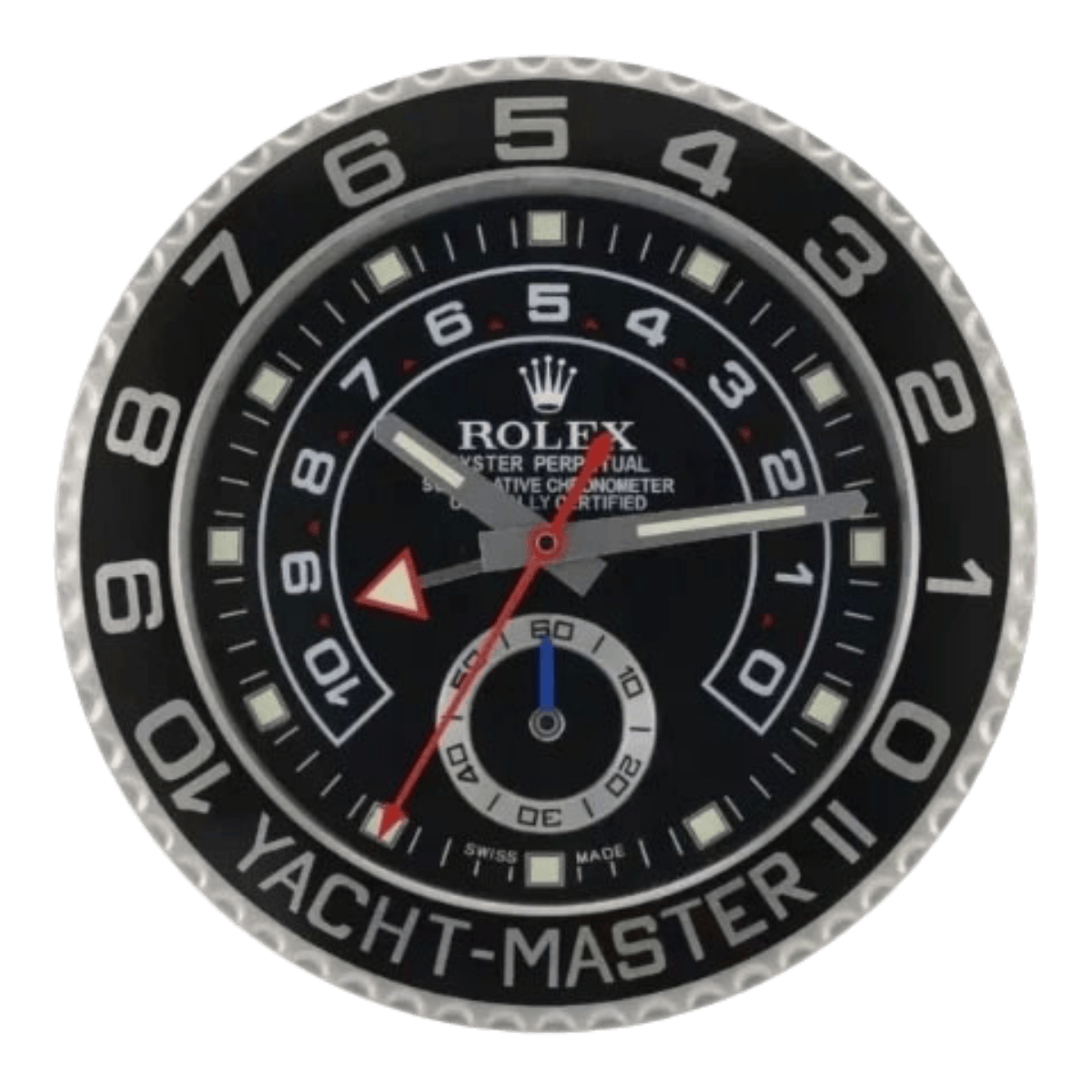 ヨットマスターII スタイル 高級壁掛け時計 - シルバー＆ブラック - Primeclocks