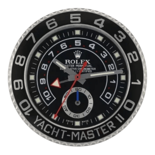 ヨットマスターII スタイル 高級壁掛け時計 - シルバー＆ブラック - Primeclocks