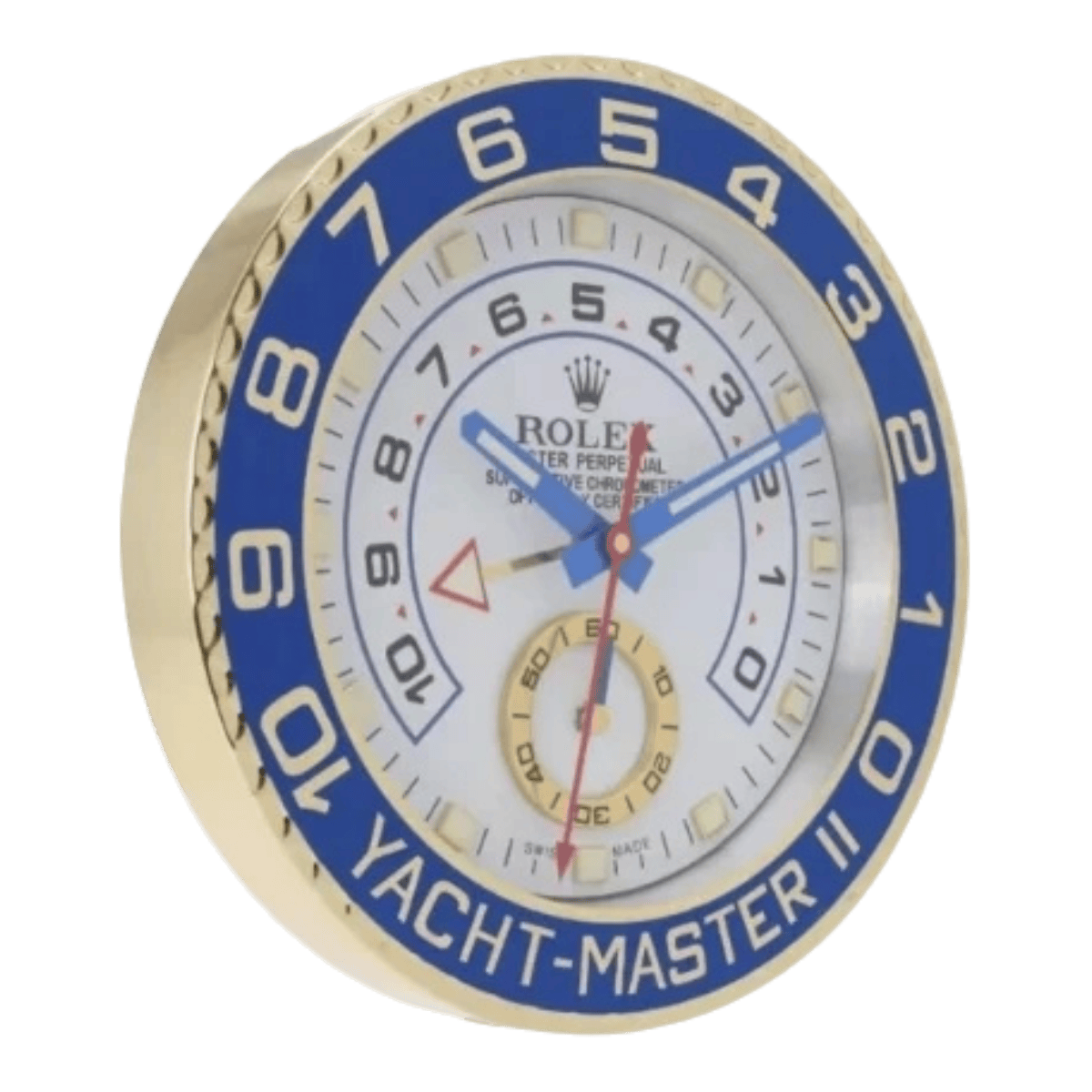 ヨットマスターII スタイル 高級壁掛け時計 - ゴールド＆ブルー - Primeclocks
