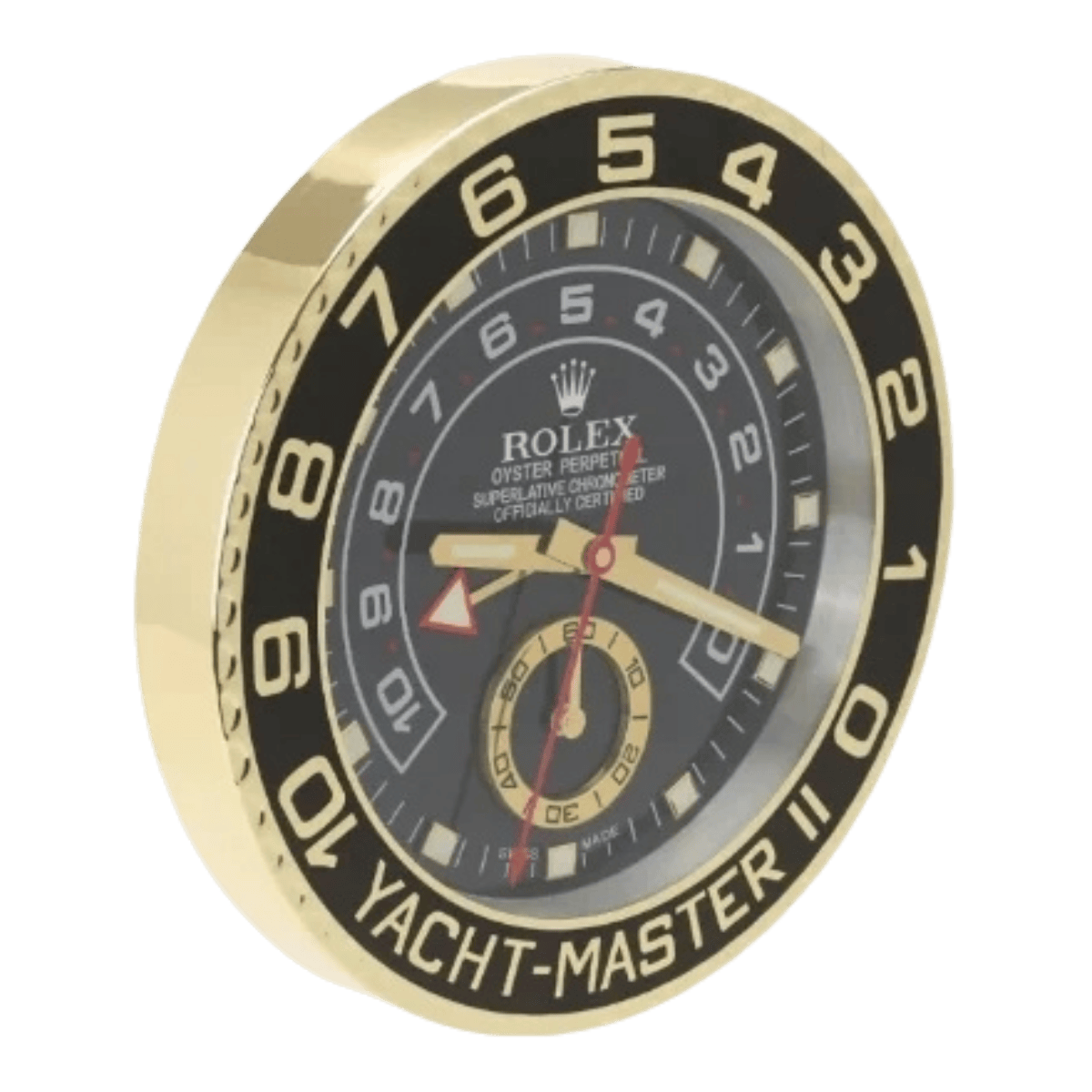 ヨットマスターII スタイル 高級壁掛け時計 - ゴールド＆ブラック - Primeclocks
