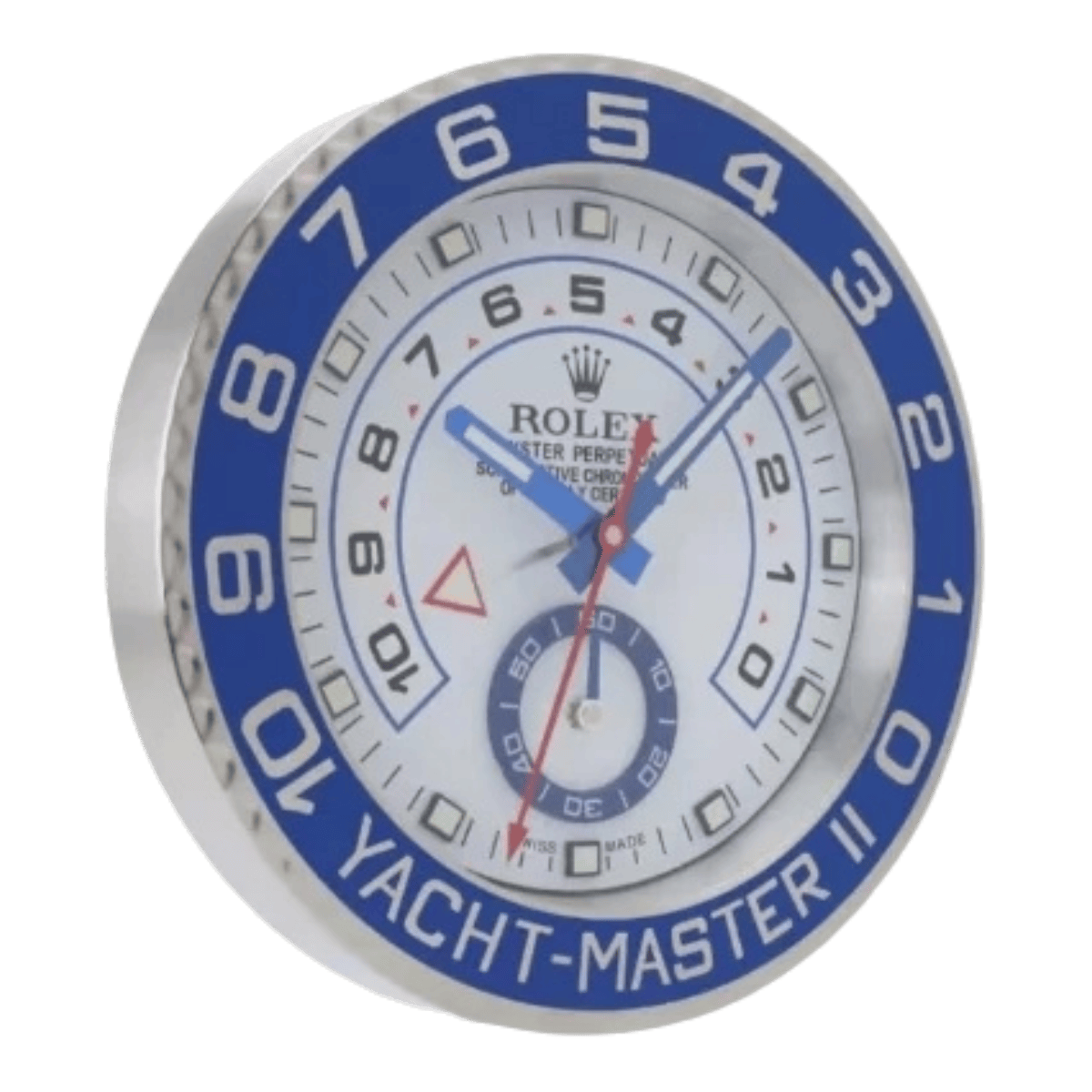 ヨットマスターII スタイル 高級壁掛け時計 - シルバー＆ブルー - Primeclocks