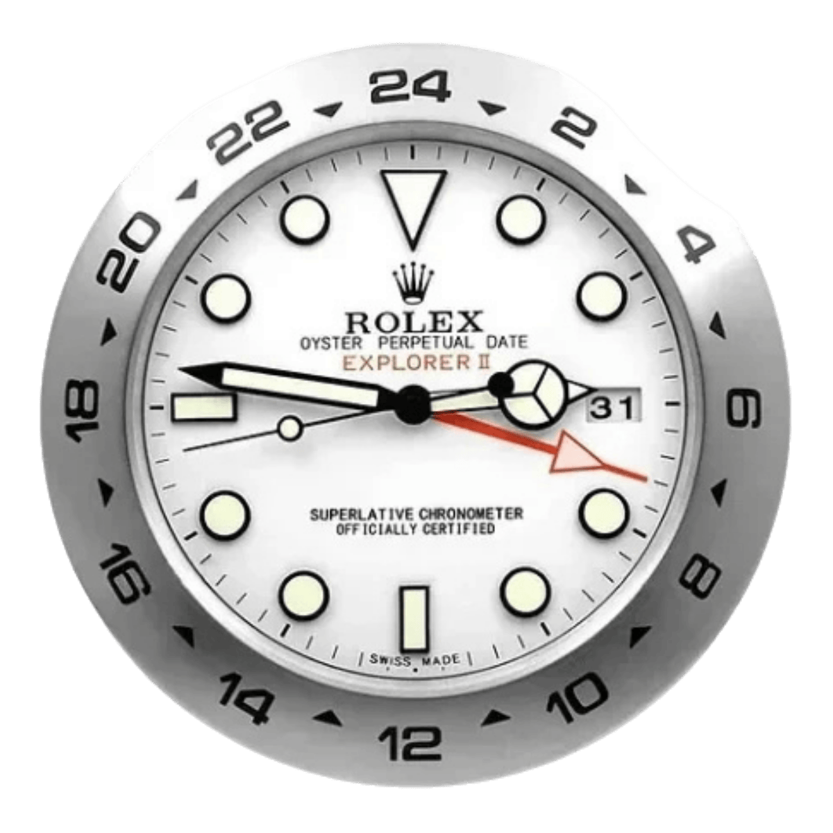 エクスプローラーIIスタイル 高級壁掛け時計 - ホワイト - Primeclocks