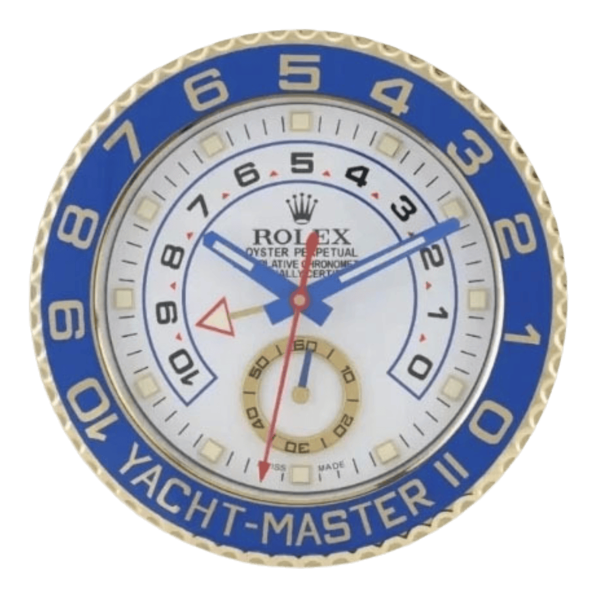 ヨットマスターII スタイル 高級壁掛け時計 - ゴールド＆ブルー - Primeclocks