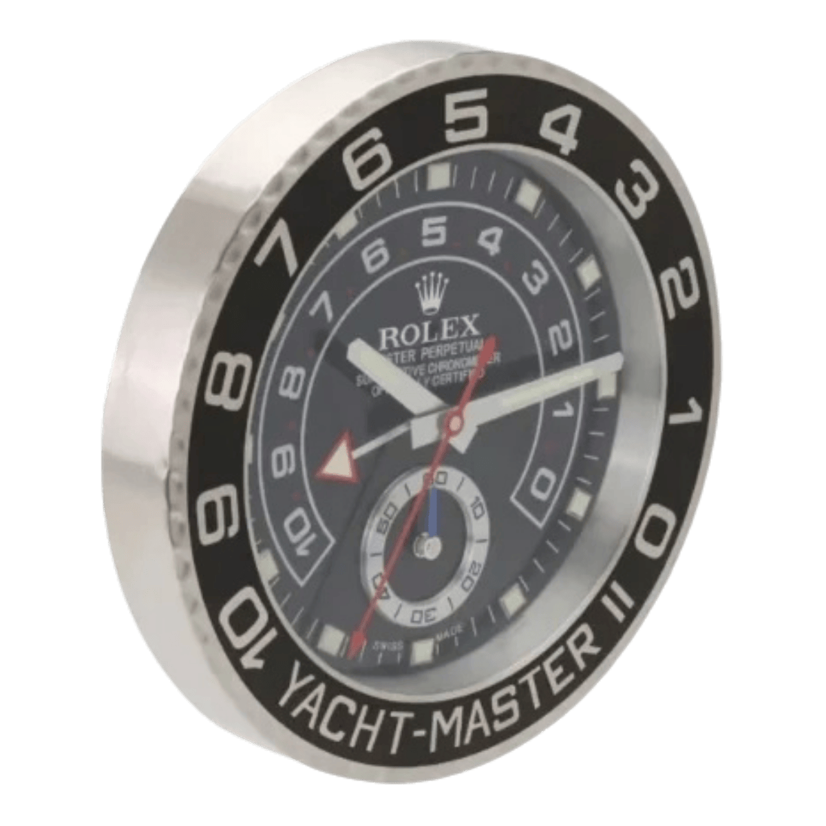 ヨットマスターII スタイル 高級壁掛け時計 - シルバー＆ブラック - Primeclocks