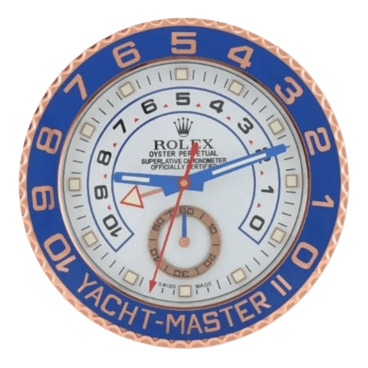 ヨットマスターII スタイル 高級壁掛け時計 - ローズゴールド＆ブルー - Primeclocks