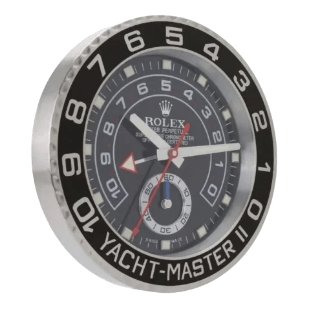 ヨットマスターII スタイル 高級壁掛け時計 - シルバー＆ブラック - Primeclocks