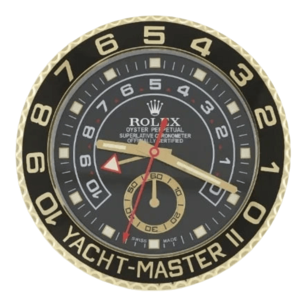 ヨットマスターII スタイル 高級壁掛け時計 - ゴールド＆ブラック - Primeclocks