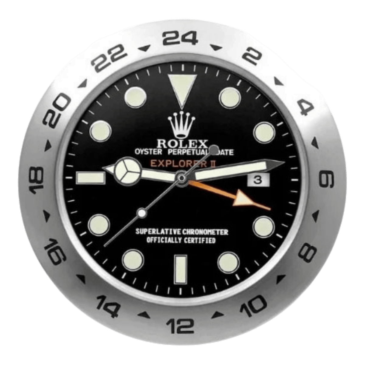 エクスプローラーIIスタイル 高級壁掛け時計 - シルバー＆ブラック - Primeclocks