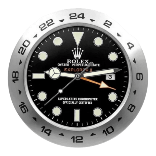 エクスプローラーIIスタイル 高級壁掛け時計 - シルバー＆ブラック - Primeclocks
