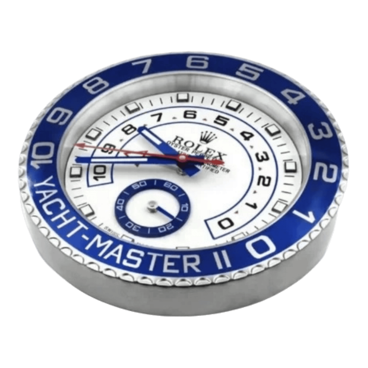 ヨットマスターII スタイル 高級壁掛け時計 - シルバー＆ブルー - Primeclocks
