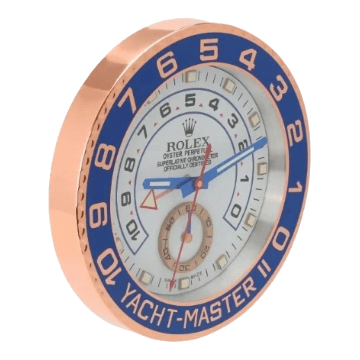 ヨットマスターII スタイル 高級壁掛け時計 - ローズゴールド＆ブルー - Primeclocks