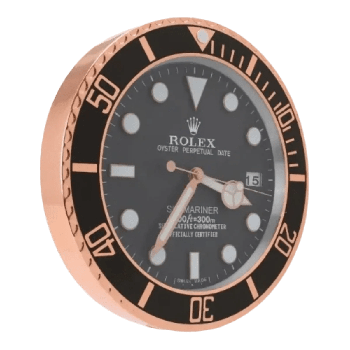 サブマリーナスタイル 高級壁掛け時計 - ローズゴールド＆ブラック - Primeclocks