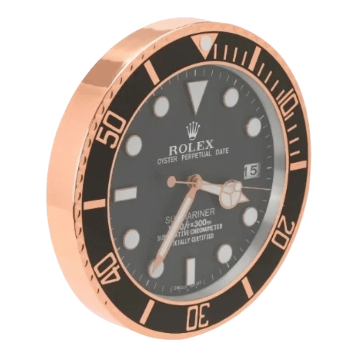サブマリーナスタイル 高級壁掛け時計 - ローズゴールド＆ブラック - Primeclocks