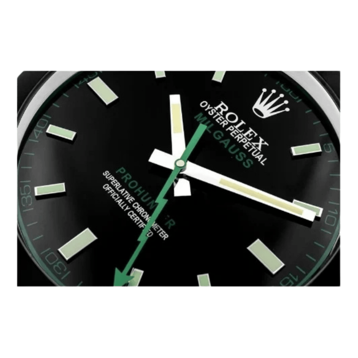 ミルガウス スタイル 高級壁掛け時計 - ブラック＆グリーン - Primeclocks