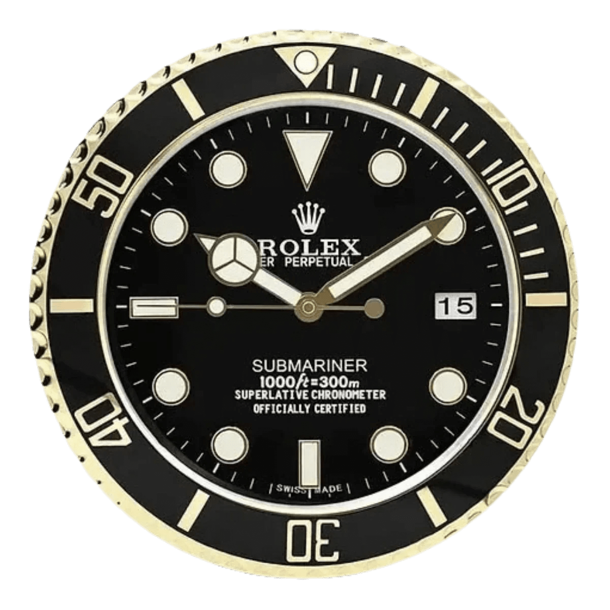 サブマリーナスタイル 高級壁掛け時計 - ゴールド＆ブラック - Primeclocks