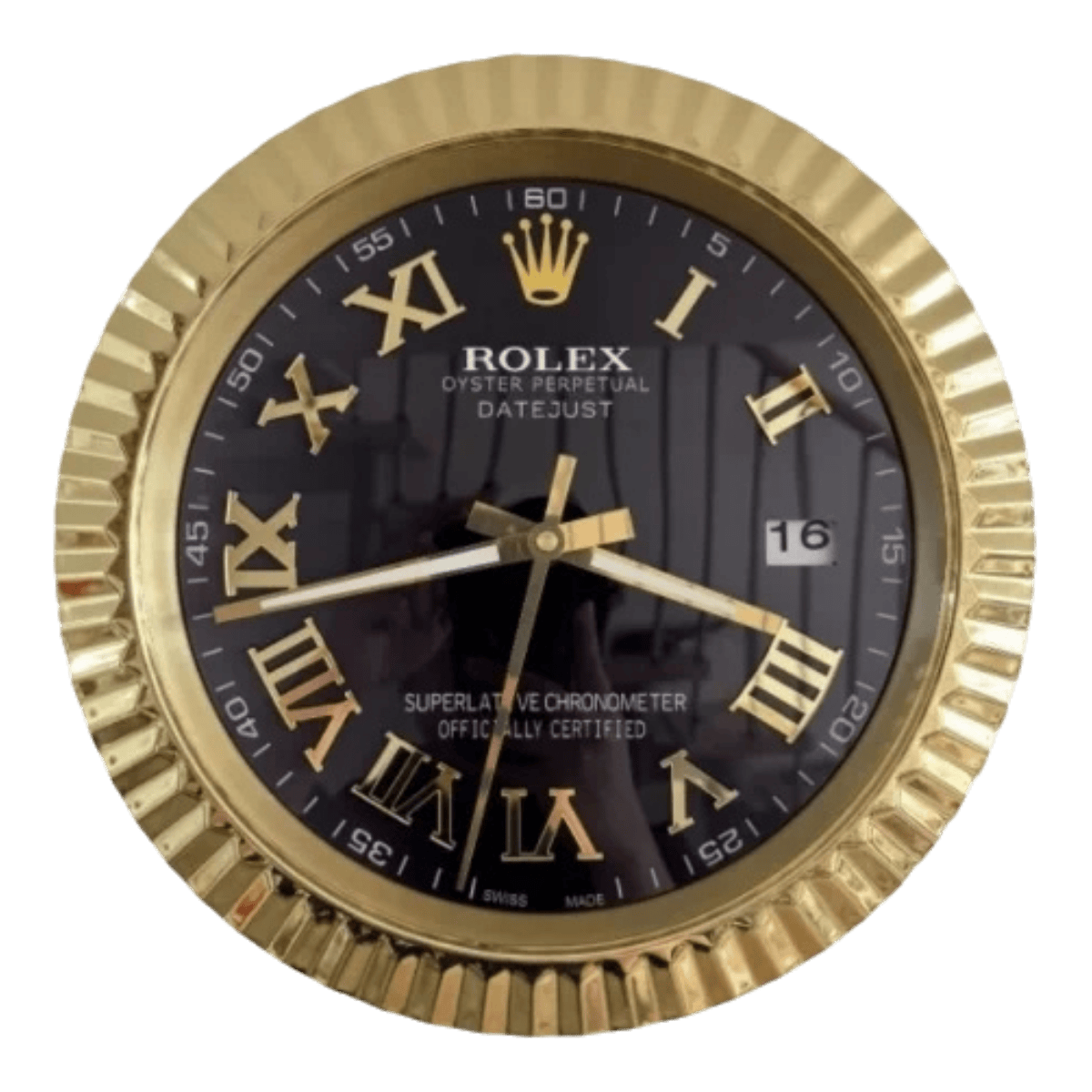 プレジデンシャルスタイル 高級壁掛け時計 - ゴールド＆ブラック（ローマ数字） - Primeclocks