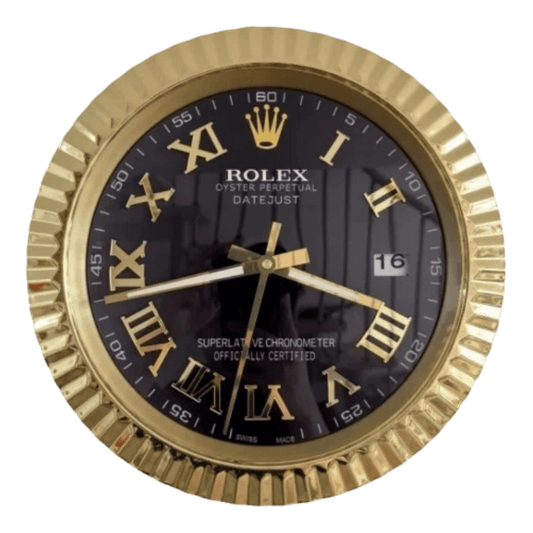 プレジデンシャルスタイル 高級壁掛け時計 - ゴールド＆ブラック（ローマ数字） - Primeclocks