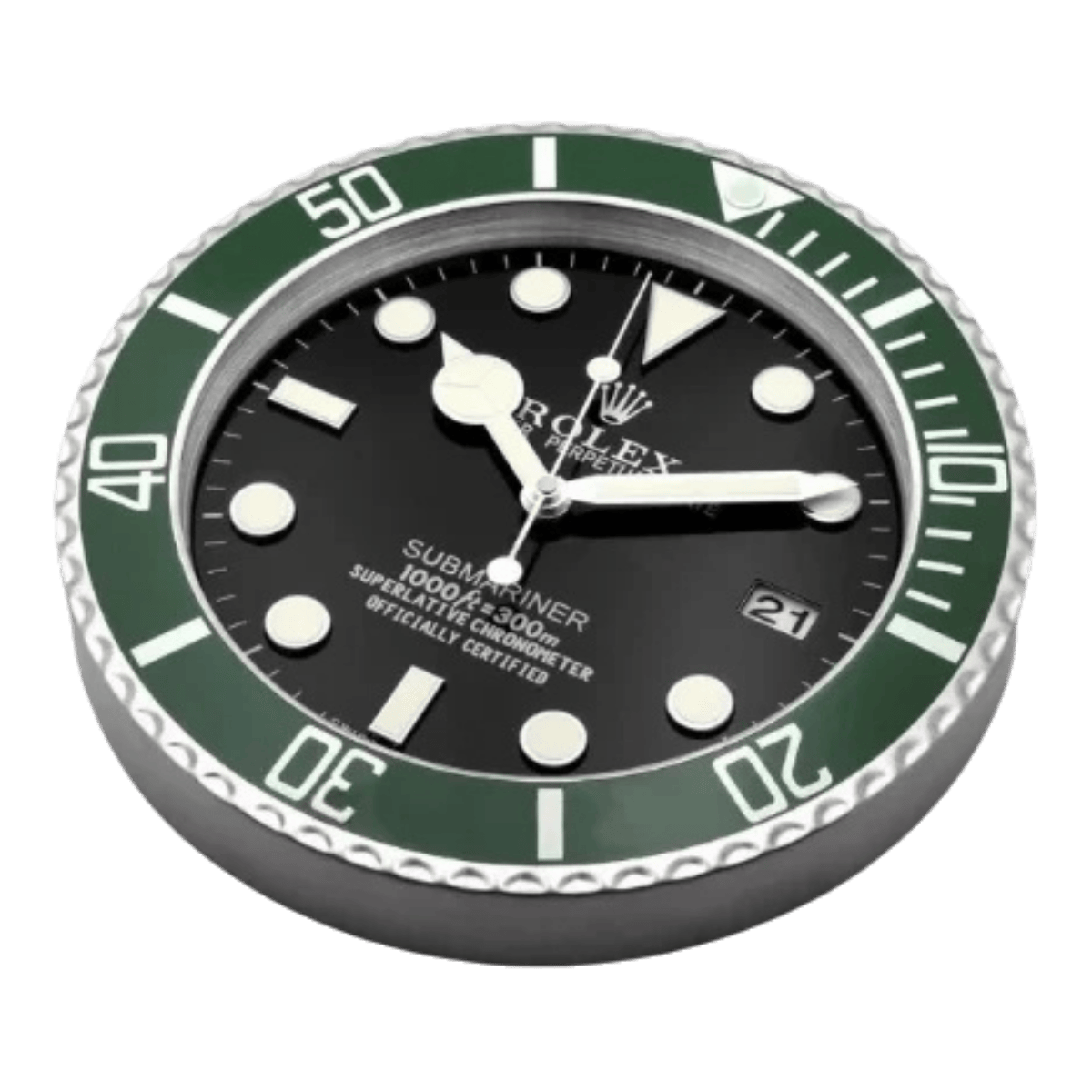 サブマリーナスタイル 高級壁掛け時計 - ブラック＆グリーン - Primeclocks