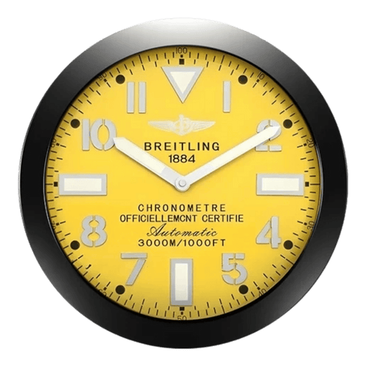 ブライトリング スタイル 高級壁掛け時計 - ブラック＆イエロー - Primeclocks