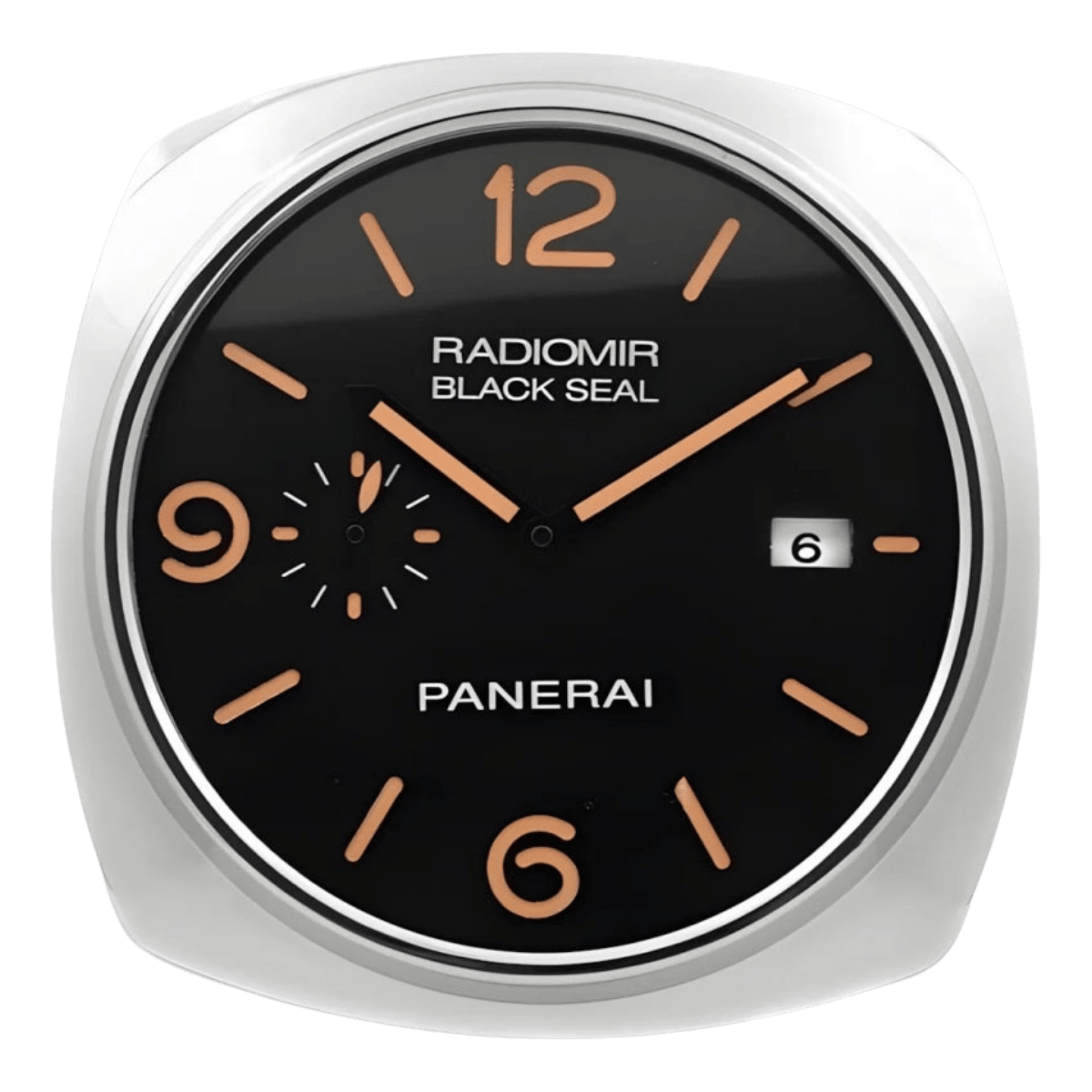 パネライ スタイル 高級壁掛け時計 - シルバー・ブラック＆オレンジ - Primeclocks