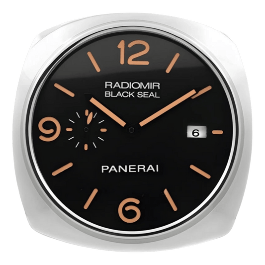パネライ スタイル 高級壁掛け時計 - シルバー・ブラック＆オレンジ - Primeclocks