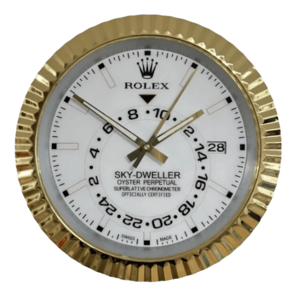 スカイドゥエラー スタイル 高級壁掛け時計 - ゴールド＆ホワイト - Primeclocks