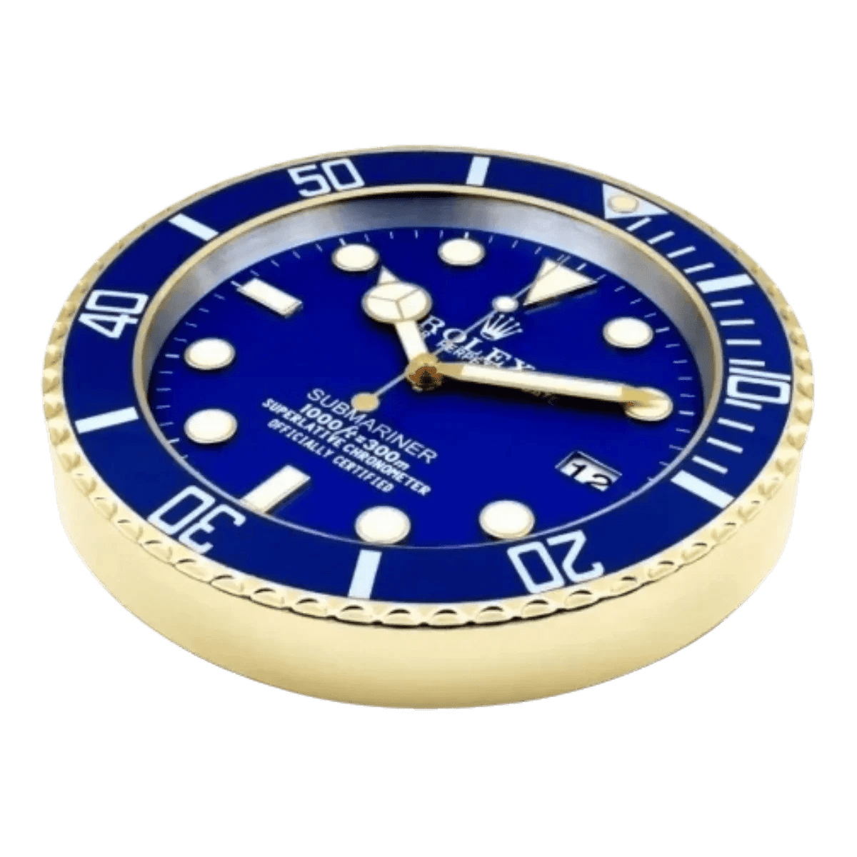 サブマリーナスタイル 高級壁掛け時計 - ゴールド＆ブルー - Primeclocks