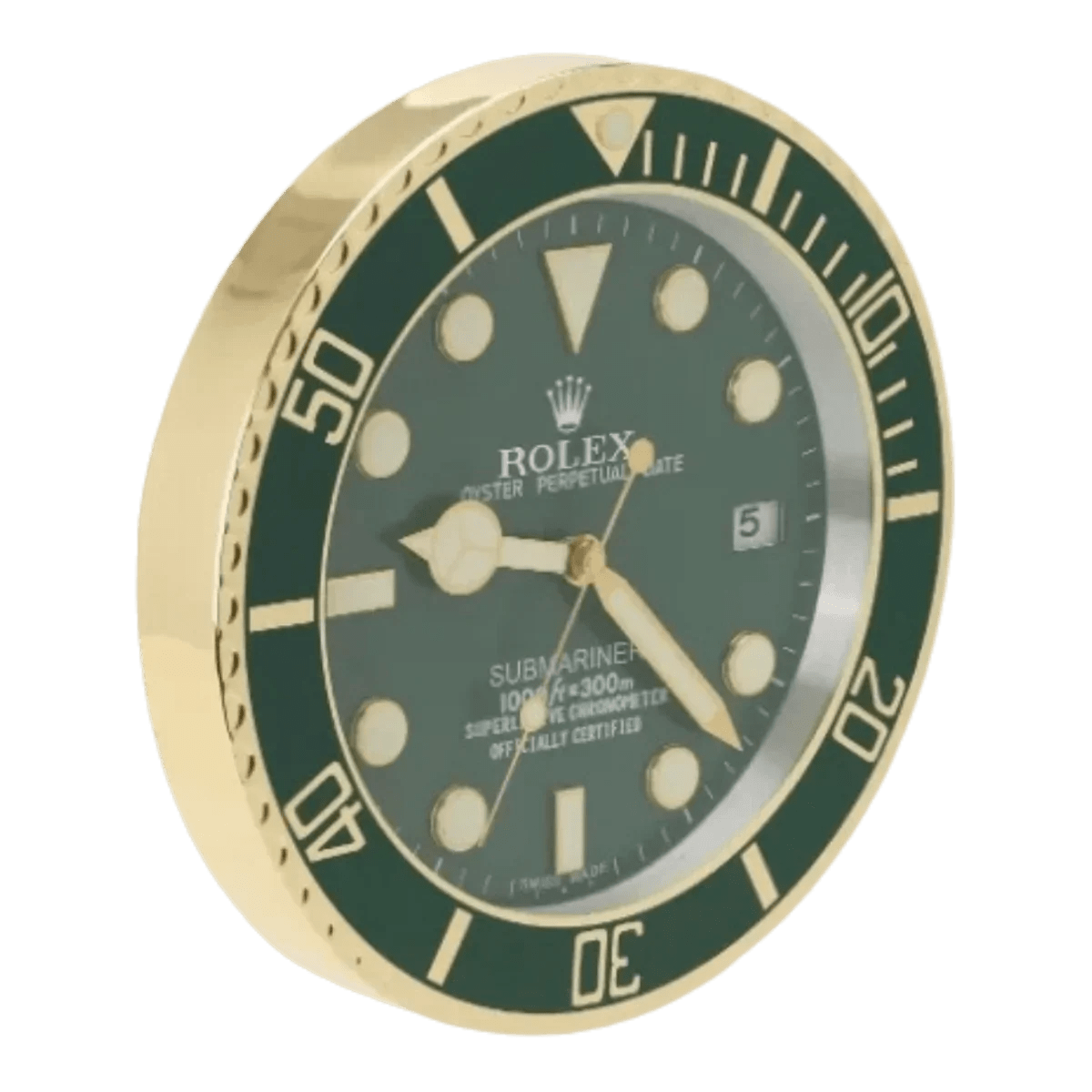 サブマリーナスタイル 高級壁掛け時計 - ゴールド＆グリーン - Primeclocks